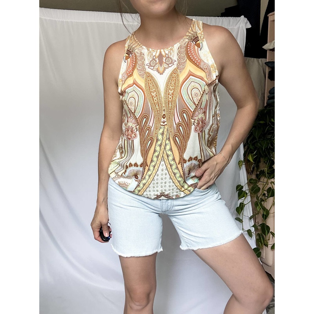 Farm Rio Mustard/Cream Paisley Tank Top (fits XS-S)